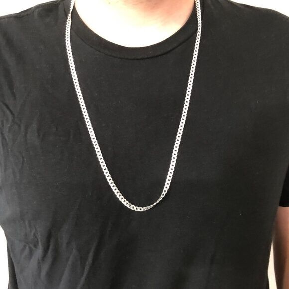 24” Men’s Solid 925 Sterling Silver Cuban Chain - Picture 8 of 9